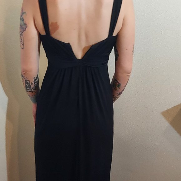 Amsale Black Sleeveless Faux Wrap Maxi Dress Size 6 - Picture 2 of 10